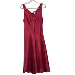 Delicates Womens S Magenta Maxi Slip Dress Sleeveless V Neck Sleepwear Romantic